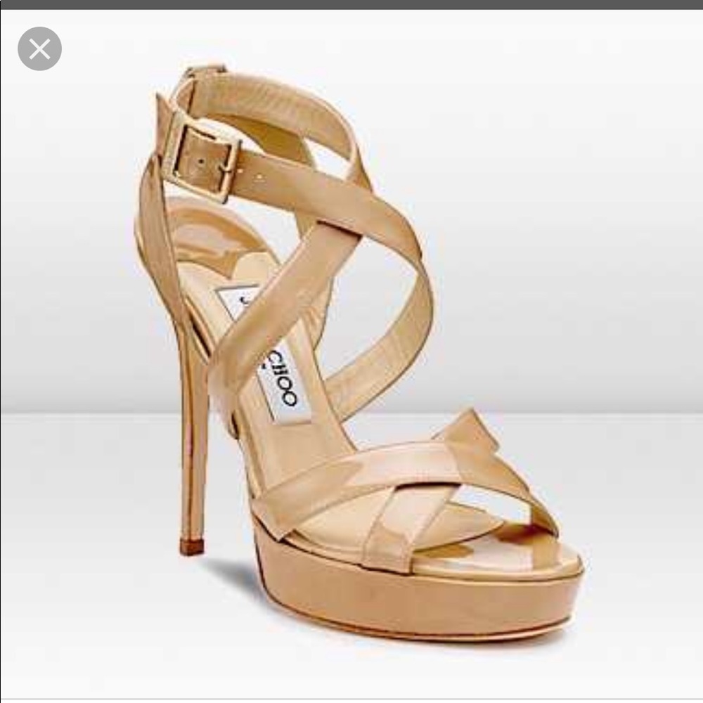Jimmy Choo Nude Vamp Strappy Heel